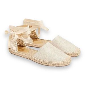 J‎ Crew Shoes WMNS 7.5 D'Orsay Lace-up Espadrilles Beige Gold AX839 Classic Tie